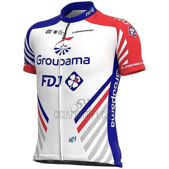 Groupama FDJ Cycling Jersey Bib Short 2020 Short Sleeve Red Blue